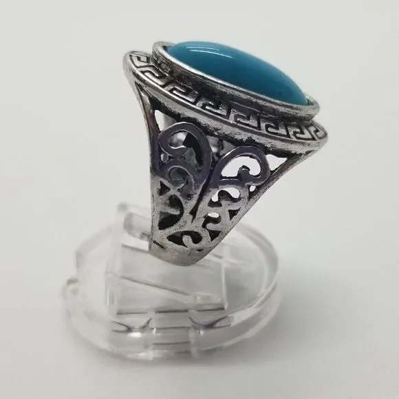 Silver Blue Stone Ring  - Picture 4 of 5